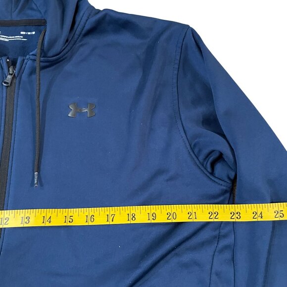 Under Armour Full Zip Hoodie Track Jacket Men's Size Medium Blue Loose Fit - Picture 3 of 5
